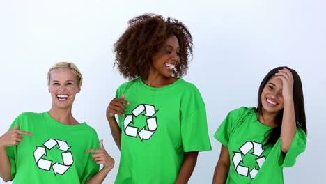 Laughing-women-with-green-ecologic-tshirt