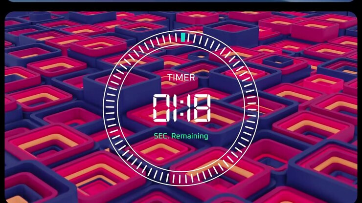Dynamic Countdown Timer with Glitch Effects and Abstract Backgrounds