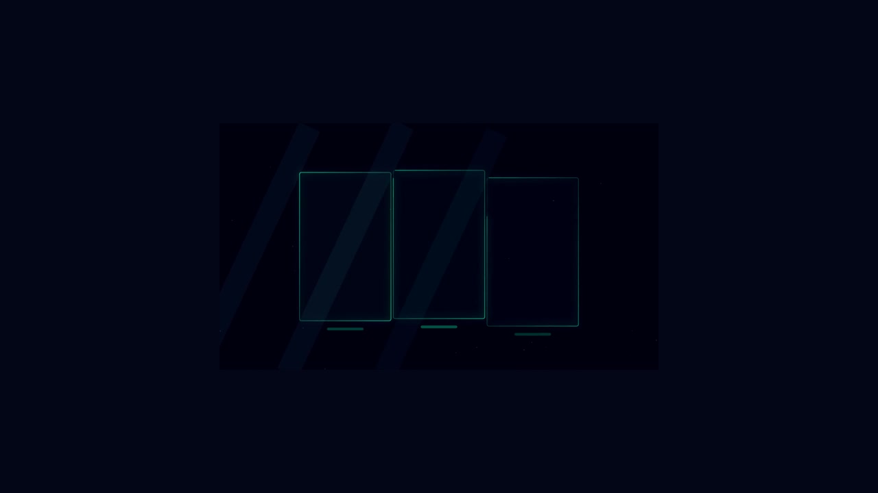 Abstract Motion Graphic of Three Glowing Digital Smartphone Outlines