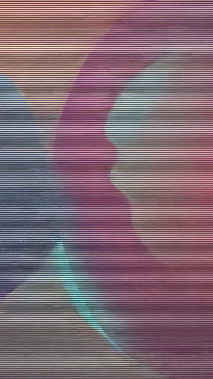 Vertical video: Playback starting abstract curved gradients panning across screen with scanline