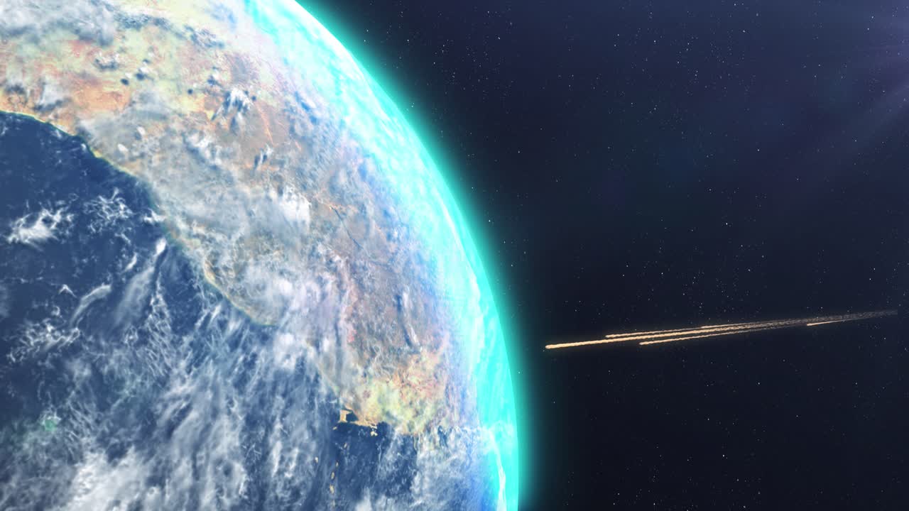 Earth from Space with Meteor Shower