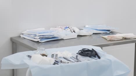 surgical instruments and supplies on a tray