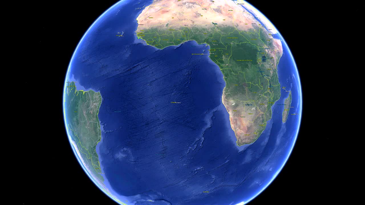 나미비아의 발과 함께 우주에서 3d 지구 - 나미비아 외부에서 확대