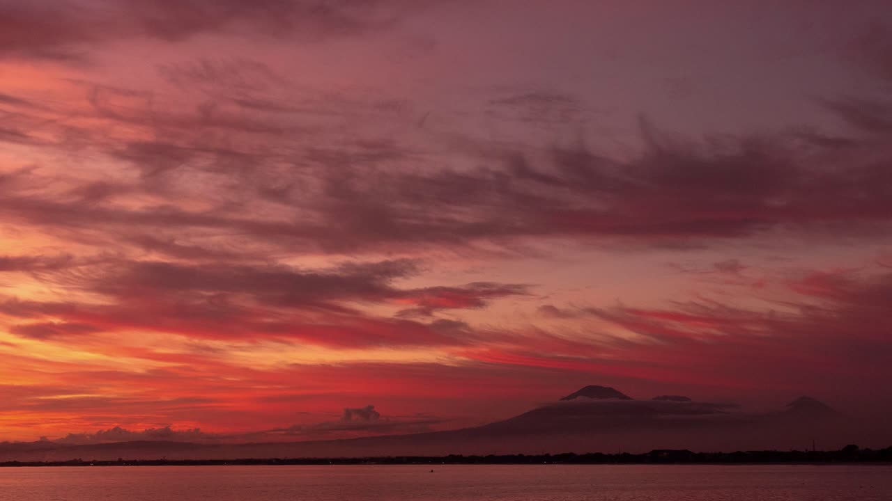 Colorful Sunset over Mountains and Ocean