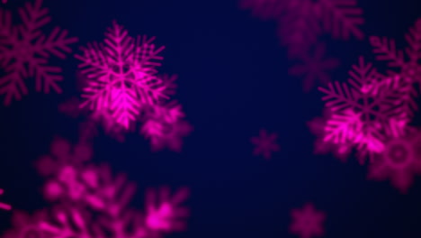 glowing pink snowflakes illuminate a black background