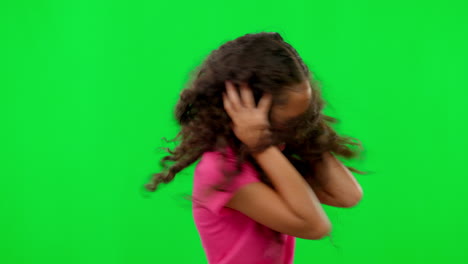 Green-screen,-noise-and-hands-on-ears-of-girl