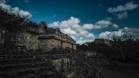 time lapse of ek balam pyramid and buildings from mayan ruins in yucatan, mexico