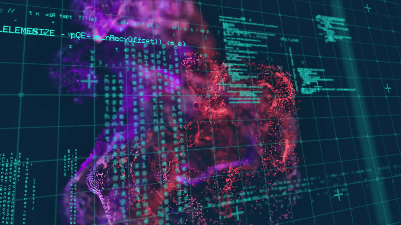 animación de formas con puntos de luz sobre el procesamiento de datos en fondo negro
