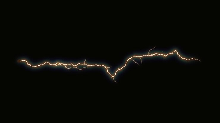 Fulmine elettrico tremolante su sfondo nero