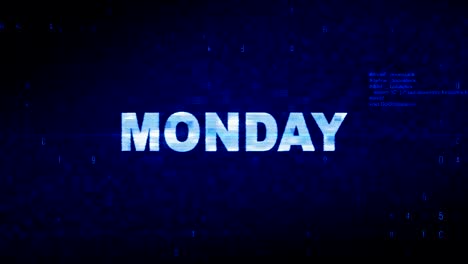 monday text digital noise twitch glitch distortion effect error animation.