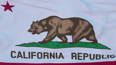 flag of california state, region of the united states, waving at wind