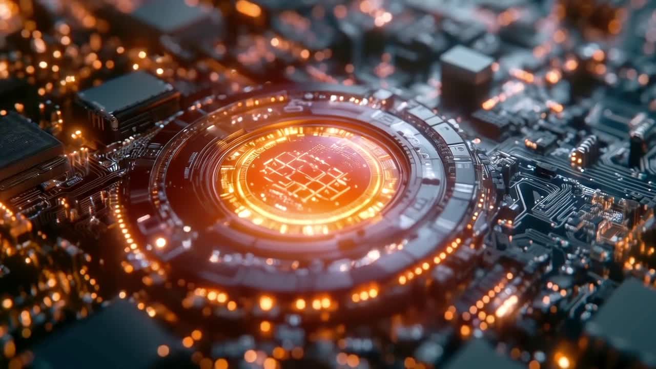 A glowing computer chip