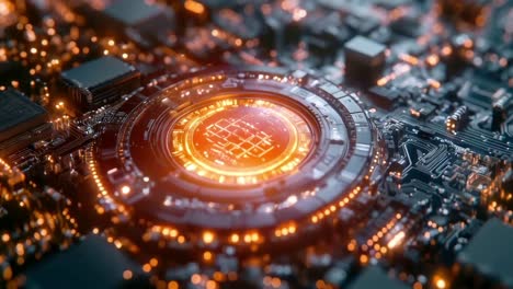 a glowing computer chip
