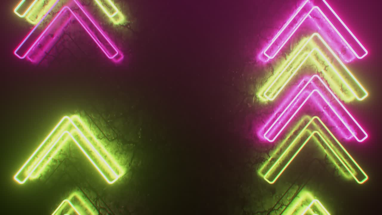flechas de neón en fondo oscuro