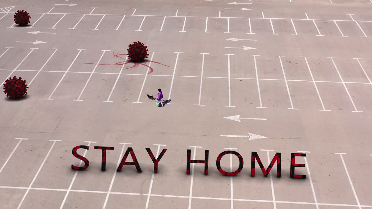 Empty Parking Lot - Stay Home Message During Pandemic