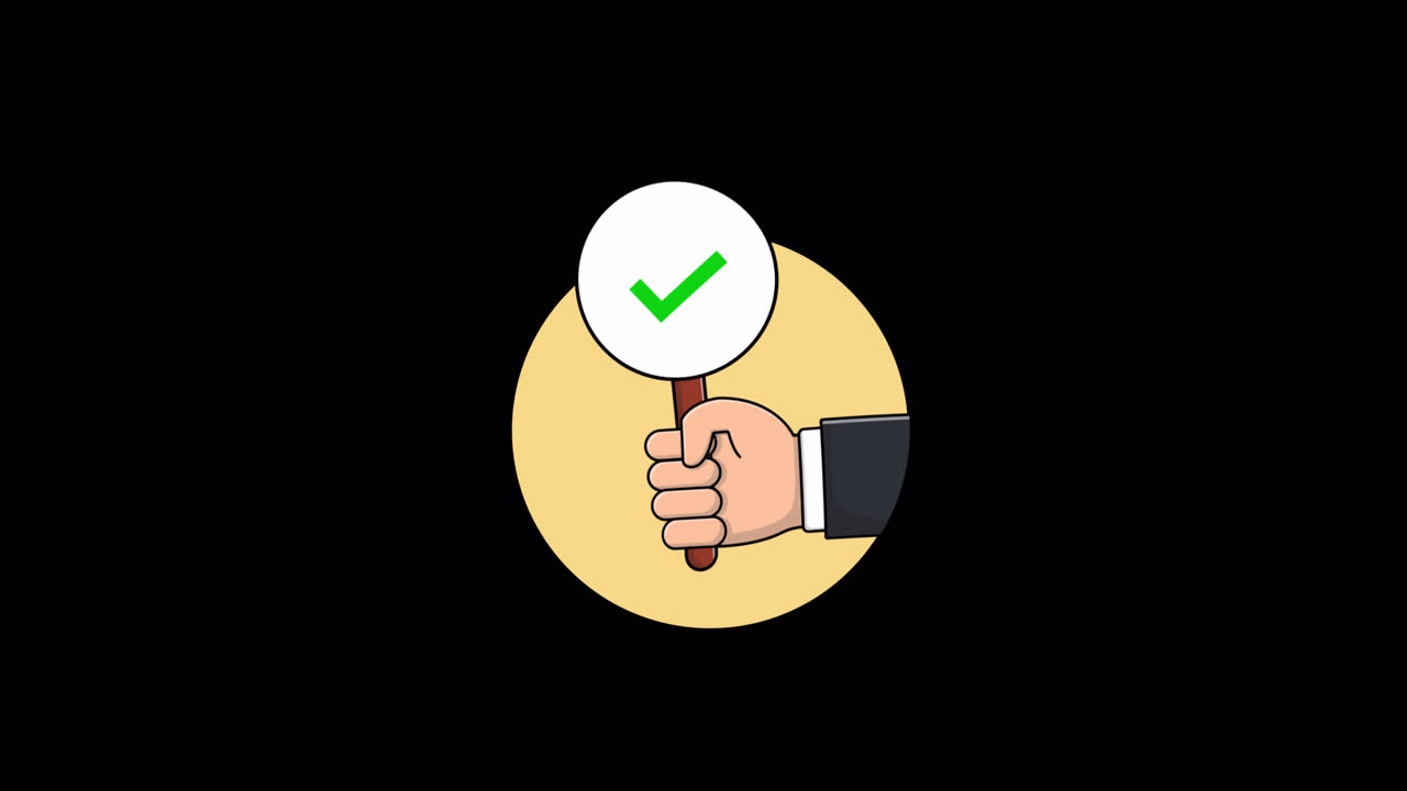 Animated Hand Holding Checkmark Sign for Approval