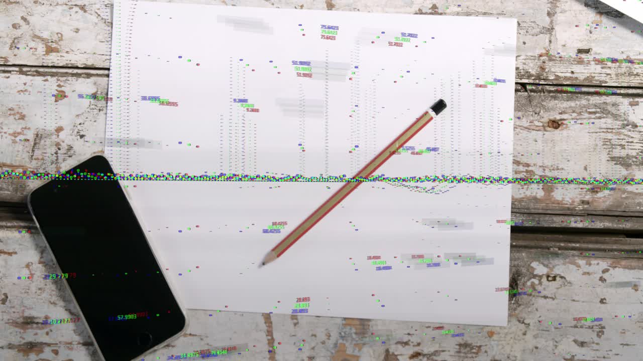 Overlaying terminal fading code glitch pulsing and cup sliding, keyboard entering shaping workspace