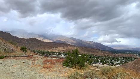 4k timelapse desert mountain on cloudy day overlooking valley