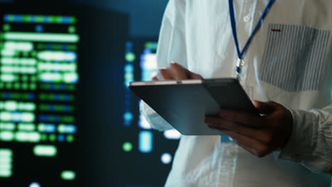 technician strolling through data center