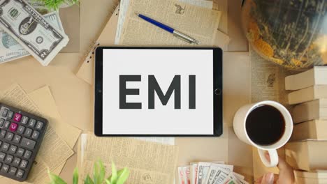 emi displaying on finance tablet screen