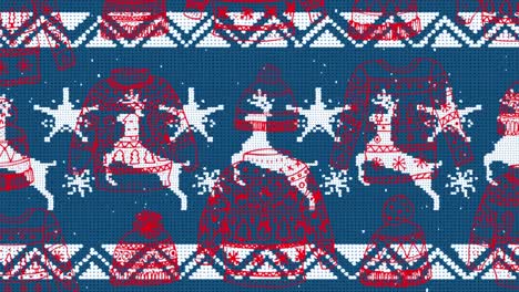 Christmas-sweater-in-seamless-pattern-against-reindeer-icons-on-traditional-blue-christmas-pattern