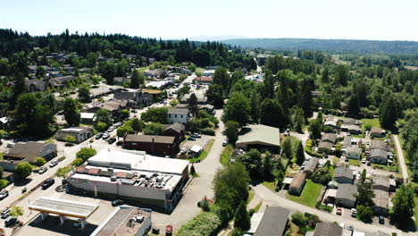 vista de drones de duvall, washington en el río snoqualmie