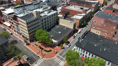 Luftaufnahme-Der-Innenstadt-Von-Hagerstown,-Maryland,-Vom-Historischen-Stadtplatz