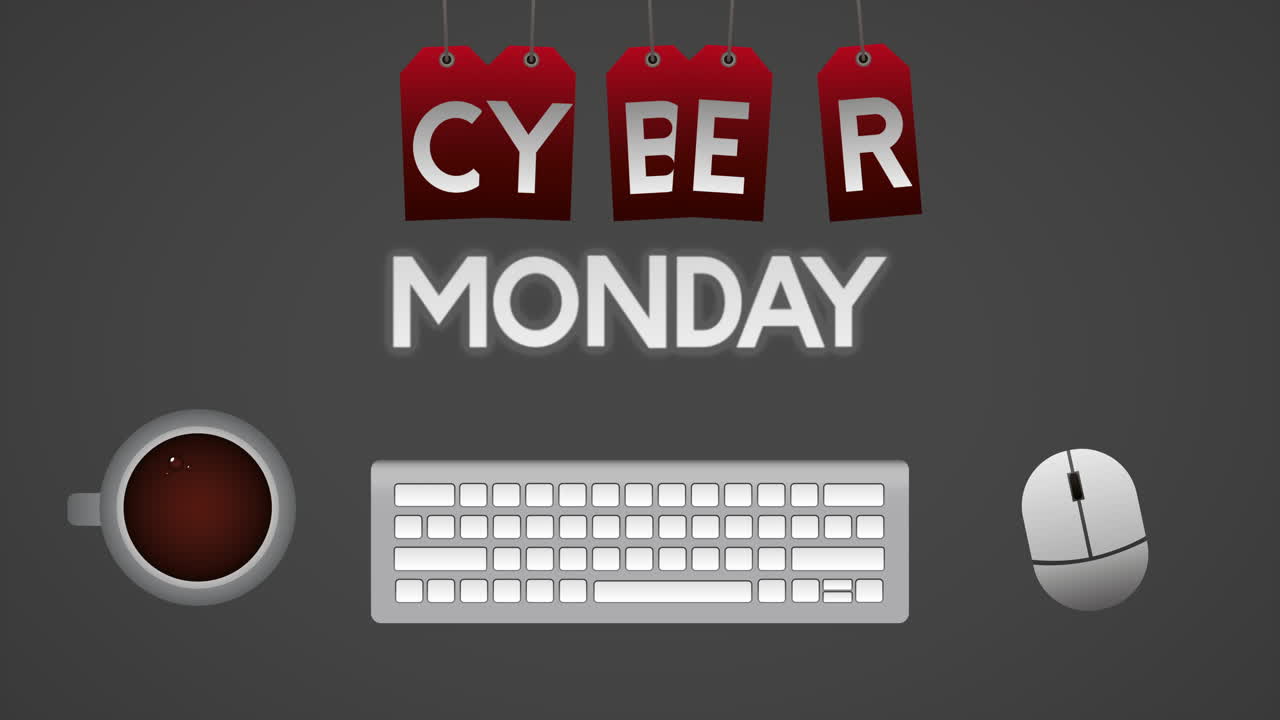 키보드와 마우스로 사이버 월요일 애니메이션