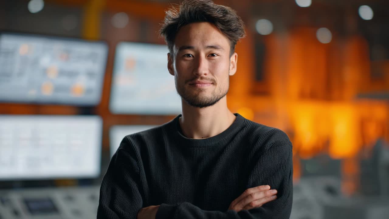 Portrait of a man in a factory