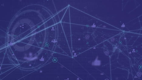 animación de la red de conexiones con iconos sobre el escaneo de alcance