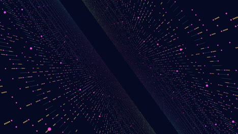 futuristic tunnel in galaxy from dots and lines in wall from rainbow color