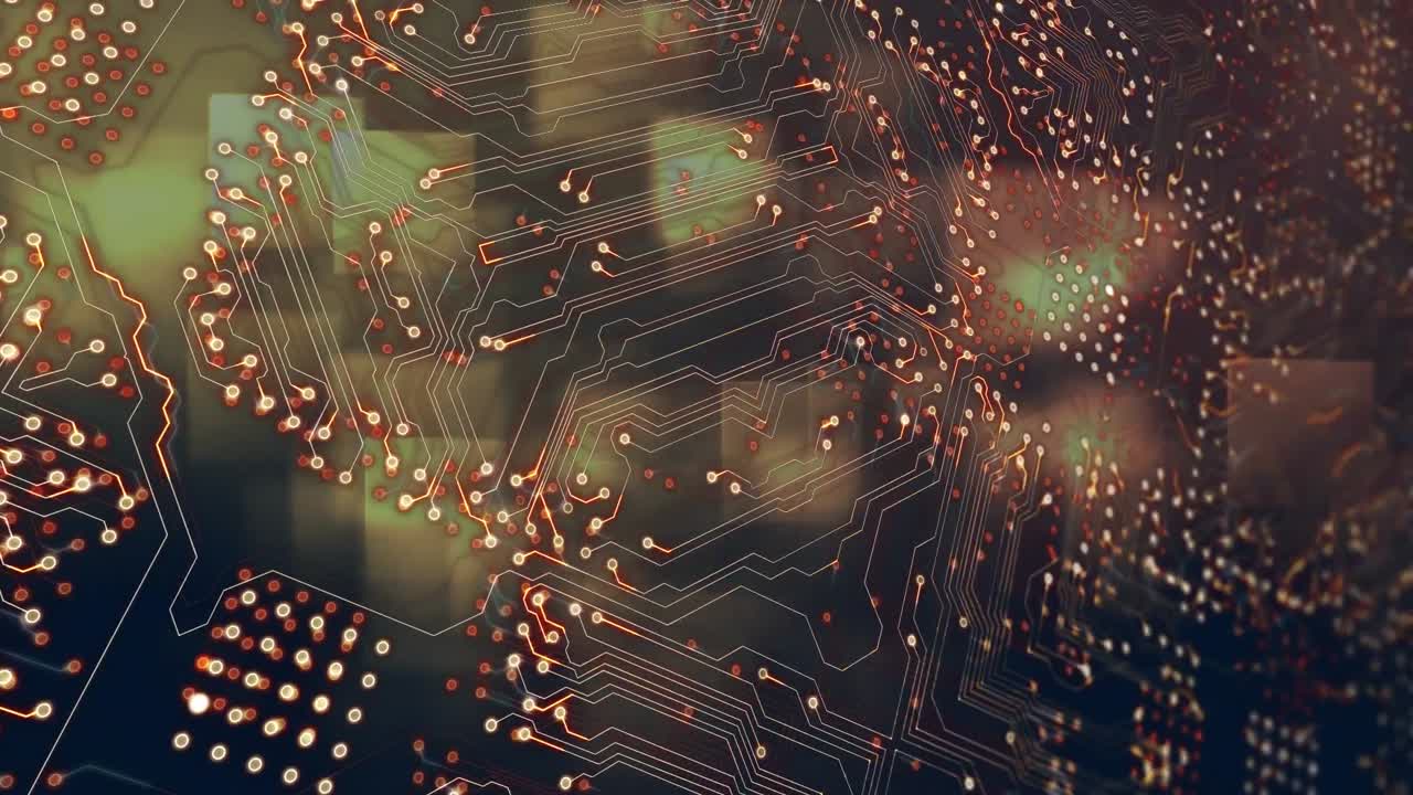 어두운 배경 위의 프로세서 소켓의 애니메이션