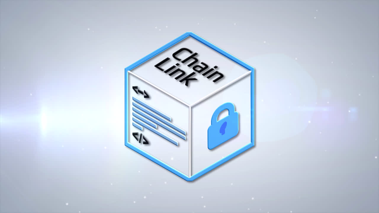 Chainlink LINK Old 2017 Cryptocurrency Logo Coin 3d Animation Motion Graphics Reveal on White Background with Glowing Light Shining Digital Bitcoin Blockchain Virtual Currency Altcoin Symbol ProRes 4K