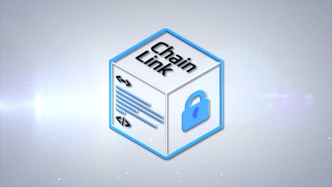 chainlink link old 2017 cryptocurrency logo coin 3d animation motion graphics reveal on white background with glowing light shining digital bitcoin blockchain virtual currency altcoin symbol prores 4k