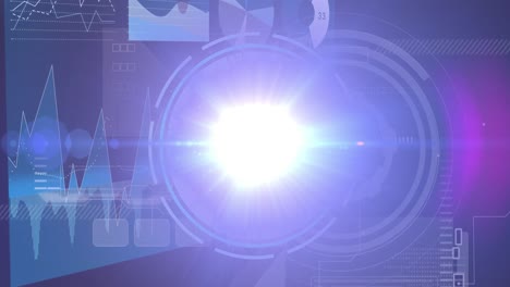 animation of processing circle and light on scientific graph and data