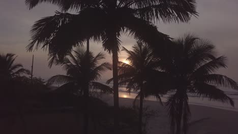 aerial shot of stunning sunrise in brazilian beach crazy sky and waves