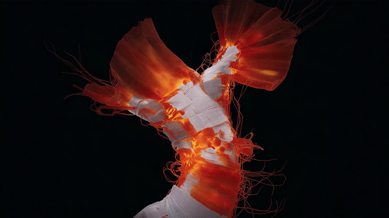 Transformative Exploration of Organic and Inorganic Forms in a Hypothetical Construct, Featuring Fiery Textures and Ethereal Movement Captured in Striking Visual Detail