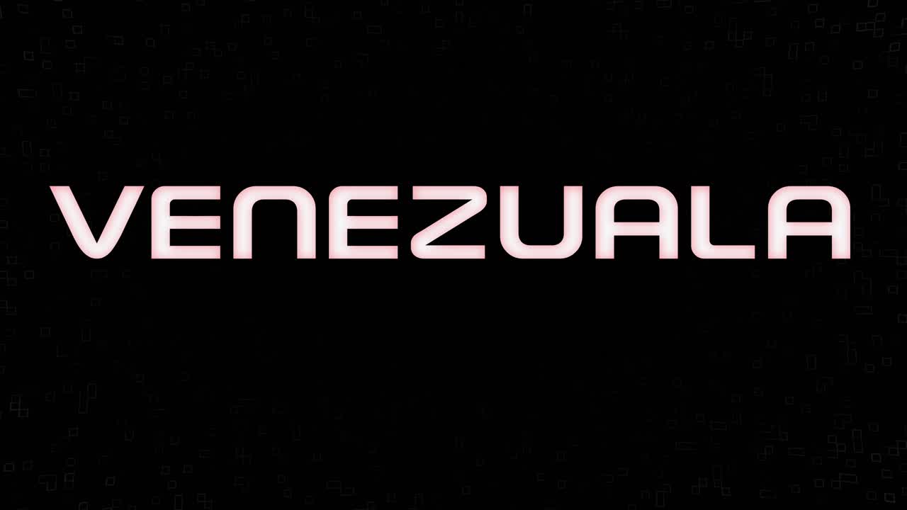 Logotipo VENEZUALA eletrificado, branco sobre preto com detalhes em amarelo.