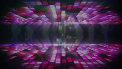 animación de personas bailando sobre puntos de luz