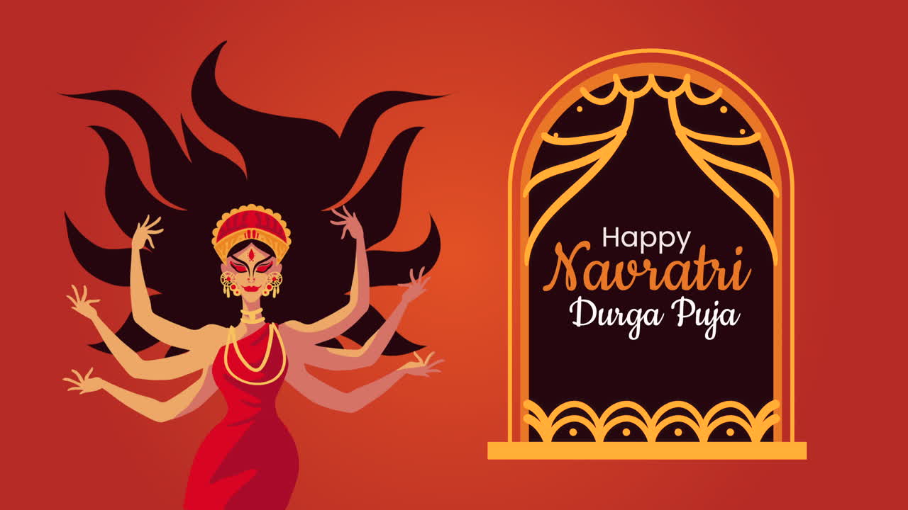 feliz navratri letras con la animación de la diosa