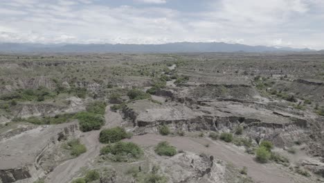 panoramic view of drought terrain at tatacoa desert in colombia