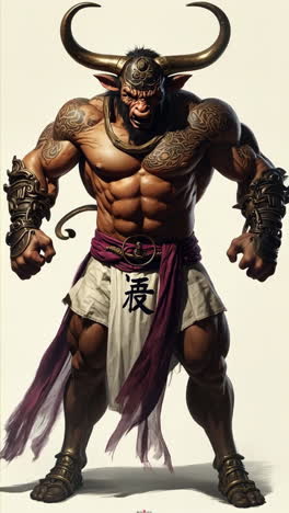 muscular bull-headed fantasy warrior