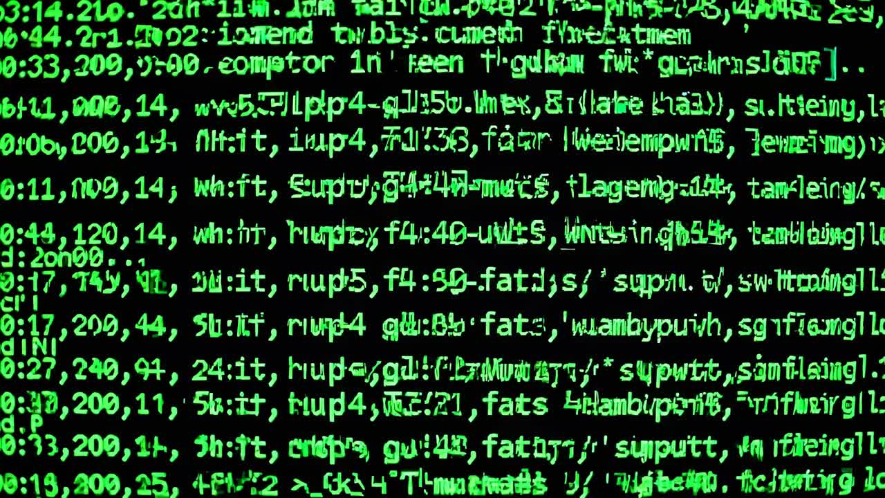 Grøn digital kode på skærmen