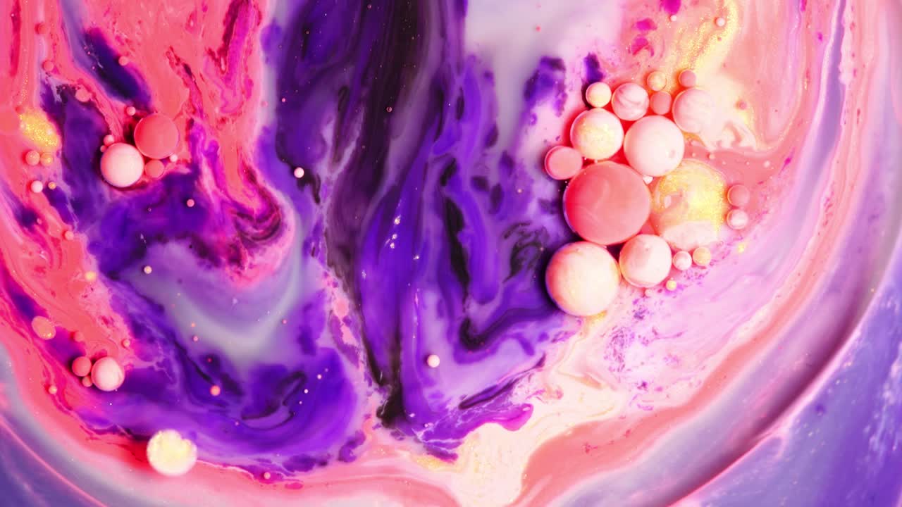Video 4K de fondo abstracto con pintura colorida y burbujas