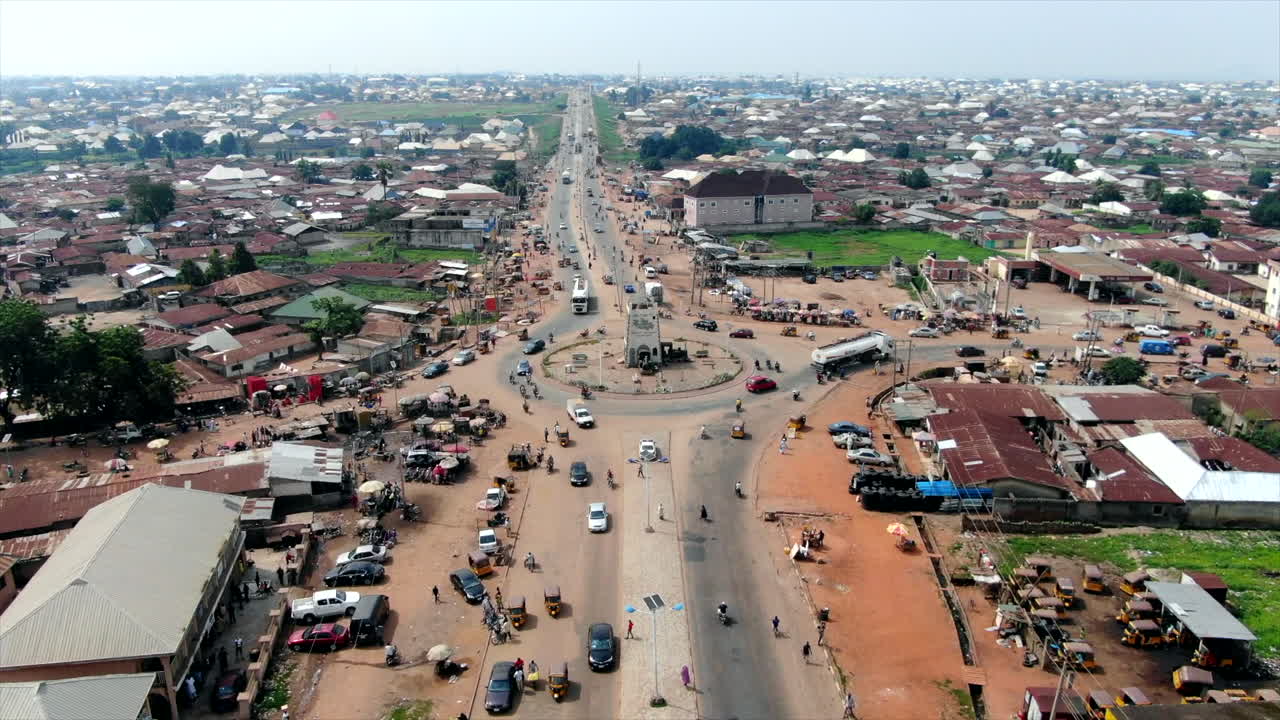 Aerial View of a Busy City in Africa