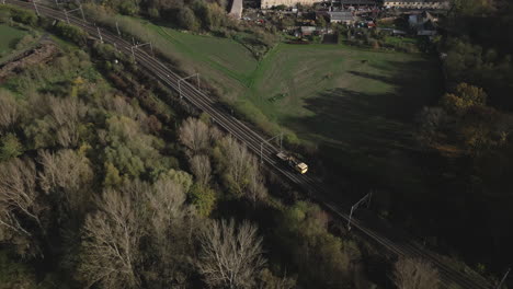 Aerial-shot-of-a-moving-draisine-or-speeders