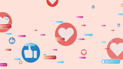 animation of social media icons and text over pink background