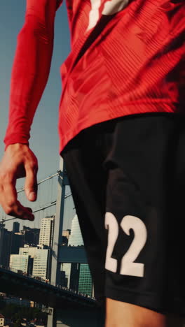 soccer player in city