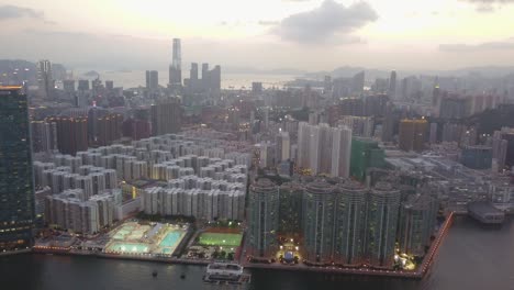 aerial view footage of kowloon district in hong kong