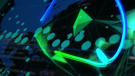 animación de formas, gráficos y líneas sobre fondo negro